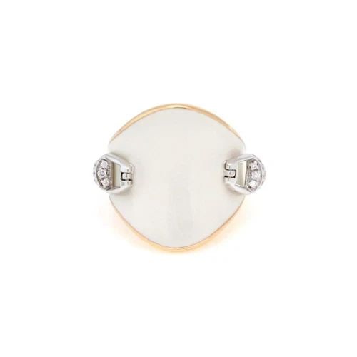 ROBERTO COIN RING DIAMOND WHITE STONE 18K GOLD SADDLE STIRRUP CONTOUR SIZE 6.5: ROBERTO COIN RING DIAMOND WHITE STONE 18K GOLD SADDLE STIRRUP CONTOUR SIZE 6.5 The Roberto Coin Ring is a stunning piece of fine jewelry featuring a unique saddle stirrup design with a contour top sha