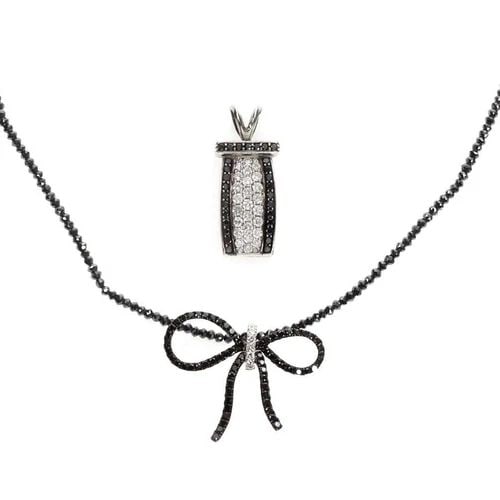 CHANGEABLE 10.50CT BLACK DIAMOND 14K NECKLACE 18K GOLD PENDANTS (1 of 2)