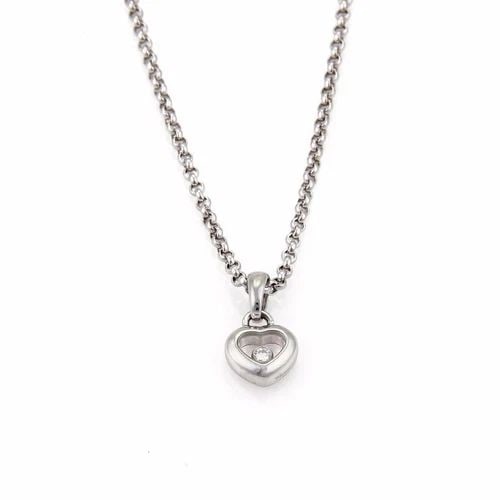 CHOPARD HAPPY DIAMOND 18K WHITE GOLD MINI HEART PENDANT & CHAIN CERT (1 of 2)