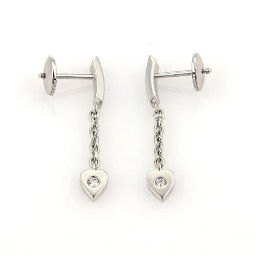 CARTIER MON AMOUR GOLD EARRINGS DIAMOND HEARTS 18K WHITE DROP DANGLE STYLE (1 of 2)