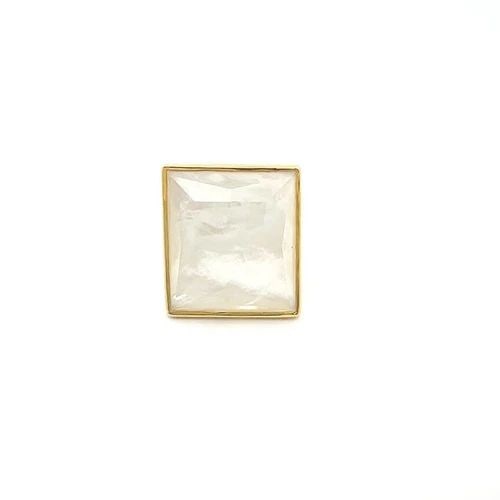 IPPOLITA 18K MOTHER OF PEARL QUARTZ ROCK CANDY GOLD RING SIZE 7.5: IPPOLITA 18K MOTHER OF PEARL QUARTZ ROCK CANDY GOLD RING SIZE 7.5 This large authentic eye-catching ring is by Ippolita, it is crafted from 18k yellow gold featuring a rectangle shape frame with split