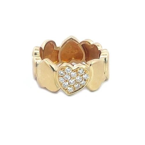 FRED PARIS DIAMOND GOLD RING PAVE SET 18K YELLOW HEART DESIGN (1 of 2)