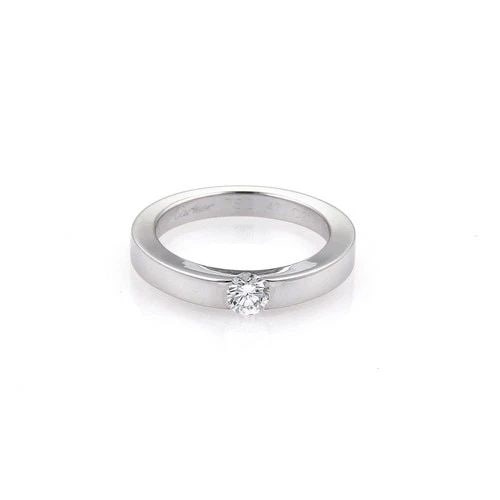 CARTIER DIAMOND GOLD RING 18K WHITE SOLITAIRE WEDDING BAND SIZE 4 (1 of 2)