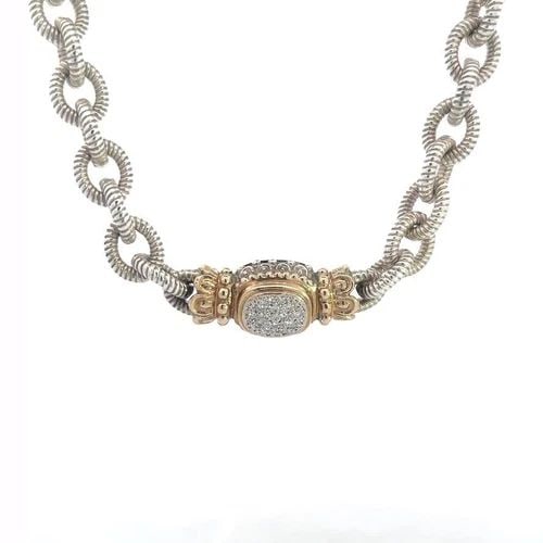 ALWAND VAHAN DIAMOND PENDANT NECKLACE STERLING SILVER 14K GOLD TEXTURED (1 of 2)