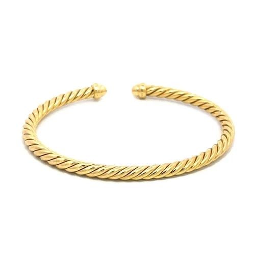 DAVID YURMAN DIAMOND GOLD BANGLE 18K YELLOW CABLE CUFF STYLE SMALL: DAVID YURMAN DIAMOND GOLD BANGLE 18K YELLOW CABLE CUFF STYLE SMALL The lovely cuff bangle is by David Yurman from the Cable Classic Collection. It is a fine piece jewelry crafted with 18k yellow gold 