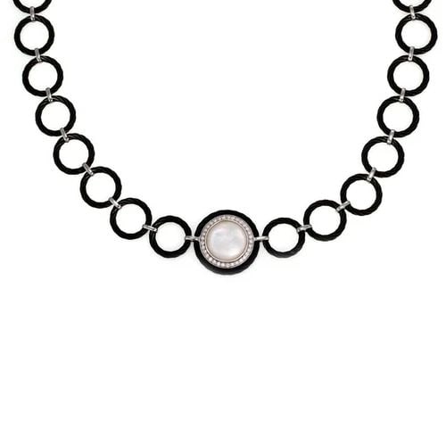 CHARRIOL NECKLACE DIAMOND MOTHER OF PEARL 18K WHITE GOLD STEEL PENDANT (1 of 2)