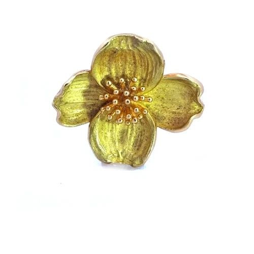 TIFFANY & CO. GOLD PENDANT BROOCH 18K YELLOW DOGWOOD FLOWER STYLE (1 of 2)