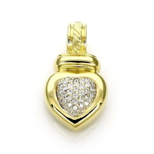 DAVID YURMAN HEART PENDAN PAVE DIAMOND 18K YELLOW GOLD: DAVID YURMAN HEART PENDAN PAVE DIAMOND 18K YELLOW GOLD David Yurman Pave Diamond 18k Yellow Gold Heart Pendant Description This authentic pendant is by David Yurman, it is crafted from 18k yellow gold