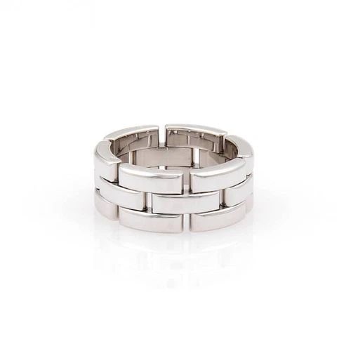 CARTIER MAILLON PANTHERE GOLD BAND 18KT WHITE 3 ROW RING SIZE 51, US 5.75: CARTIER MAILLON PANTHERE GOLD BAND 18KT WHITE 3 ROW RING SIZE 51, US 5.75 This is a stunning Cartier band/ring, it is a piece of fine jewelry crafted from 18k white gold with a sleek triple bar stack 