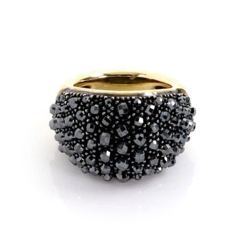 DAVID YURMAN OSETRA RING HEMATITE 18K GOLD STERLING SILVER BEADED DOME BAND: DAVID YURMAN OSETRA RING HEMATITE 18K GOLD STERLING SILVER BEADED DOME BAND David Yurman Osetra Hematite 18k Gold 925 Silver Beaded Dome Band Ring Description This is an elite authentic dome band ring