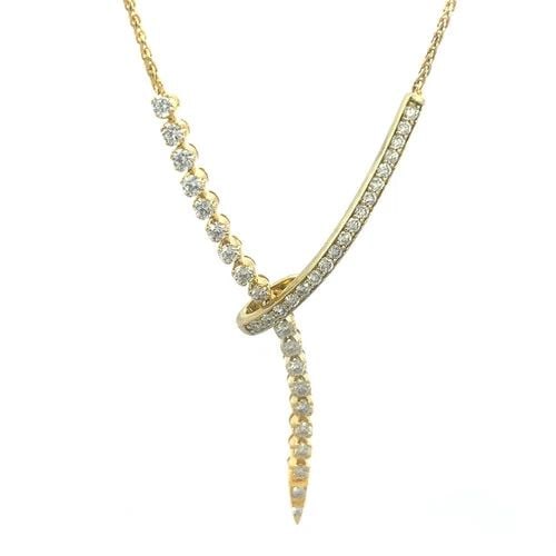 DIAMOND GOLD GOLD NECKLACE 14K YELLOW CRISS-CROSS PENDANT (1 of 2)