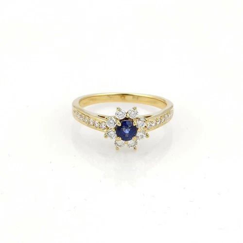 TIFFANY & CO. DIAMOND SAPPHIRE 18K YELLOW GOLD STAR FLOWER RING SIZE 4: TIFFANY & CO. DIAMOND SAPPHIRE 18K YELLOW GOLD STAR FLOWER RING SIZE 4 Tiffany & Co. Diamond Sapphire 18k Yellow Gold Star Flower Ring Size 4 Description This beautiful authentic floral ring is by Tif