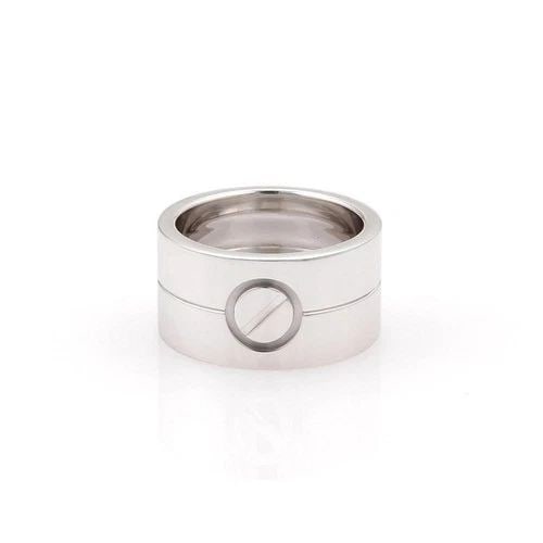 CARTIER HIGH LOVE GOLD BAND 18K WHITE 11MM WIDE SIZE-5 WITH BOX: CARTIER HIGH LOVE GOLD BAND 18K WHITE 11MM WIDE SIZE-5 WITH BOX The Cartier High Love piece is a luxurious and elegant ring crafted from 18k white gold, measuring 11mm in width. This wide band is from