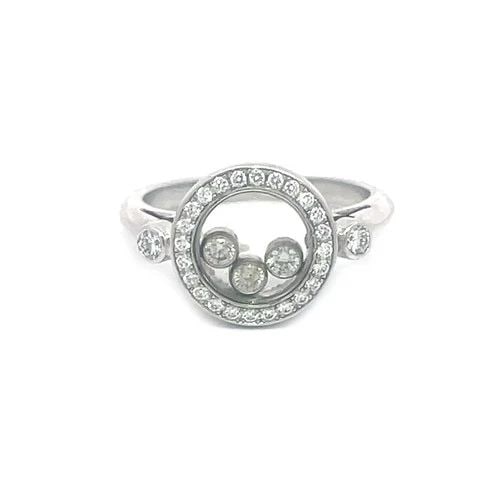 CHOPARD HAPPY DIAMOND RING 18K WHITE GOLD FLOATING STYLE ROUND BOX (1 of 2)