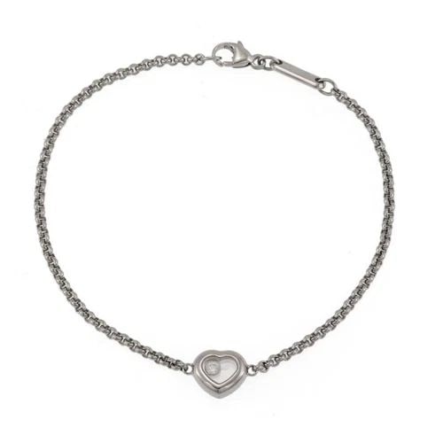 CHOPARD BRACELET HAPPY DIAMOND 18K WHITE GOLD HEART CHARM W/CERTIFICATE (1 of 2)