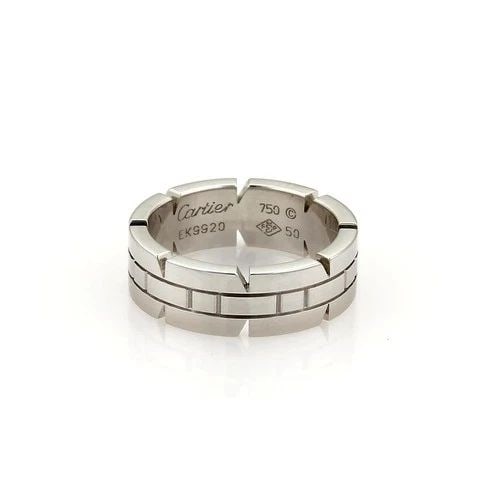 CARTIER TANK FRANCAISE GOLD RING 18K WHITE 6MM WIDE BAND SIZE EU 5.25: CARTIER TANK FRANCAISE GOLD RING 18K WHITE 6MM WIDE BAND SIZE EU 5.25 Elegant and authentic by Cartier from the Tank Francaise Collection, this 6mm wide band is crafted from 18k white gold with a fine