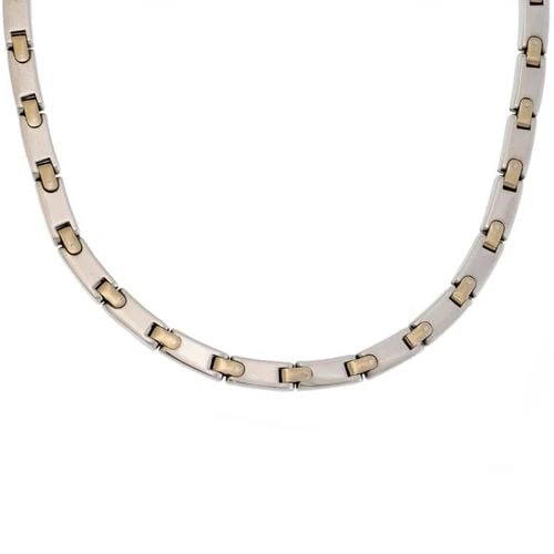 TIFFANY & CO. STERLING 18K YELLOW GOLD H BAR LINK COLLAR NECKLACE 17" LONG: TIFFANY & CO. STERLING 18K YELLOW GOLD H BAR LINK COLLAR NECKLACE 17" LONG Tiffany & Co. Sterling 18k Yellow Gold H Bar Link Collar Necklace 17" Long Description This bold authentic necklace is from T