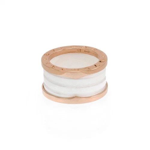 BULGARI B.ZERO1 WHITE CERAMIC RING 18K ROSE GOLD 12MM BAND SIZE 53: BULGARI B.ZERO1 WHITE CERAMIC RING 18K ROSE GOLD 12MM BAND SIZE 53 Bvlgari Bulgari B.zero1 White Ceramic 18k Rose Gold 12mm Band Ring Size 53 Description An authentic B.zero1 collection from Bvlgari, 