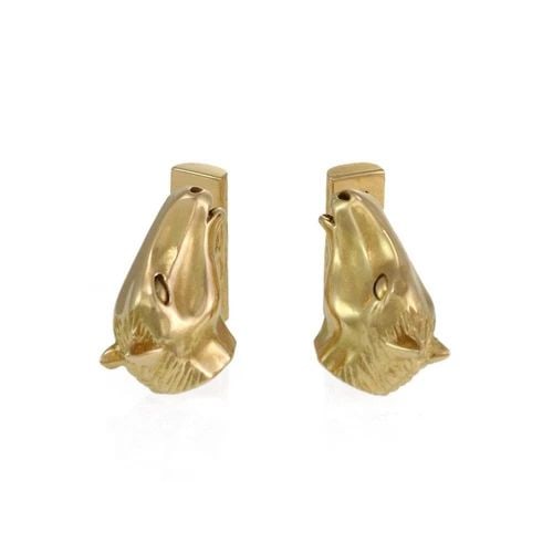 ESTATE 18K YELLOW GOLD HORSE HEAD STUD CUFFLINKS (1 of 2)