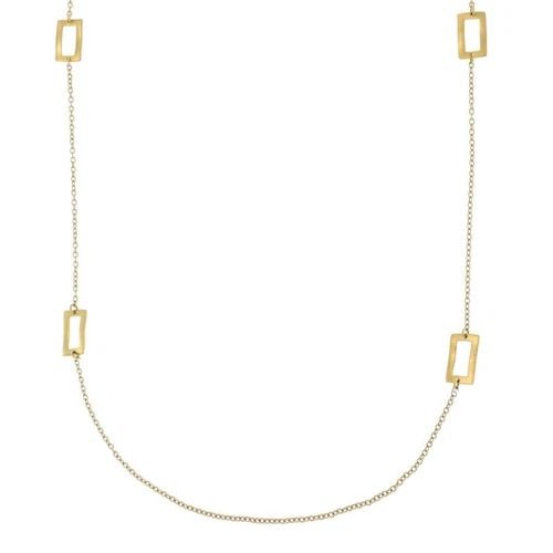 IPPOLITA 18K YELLOW GOLD RECTANGLE HAMMERED MOTIFS 40" LONG CHAIN NECKLACE: IPPOLITA 18K YELLOW GOLD RECTANGLE HAMMERED MOTIFS 40" LONG CHAIN NECKLACE Ippolita 18k Yellow Gold Rectangle Hammered Motifs 40" Long Chain Necklace Description This chic authetic and fashionable lon