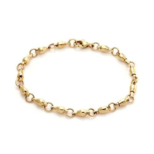 "SPACE CAPSULE" 14K BRACELET YELLOW GOLD VINTAGE LINK 8" LONG (1 of 2)