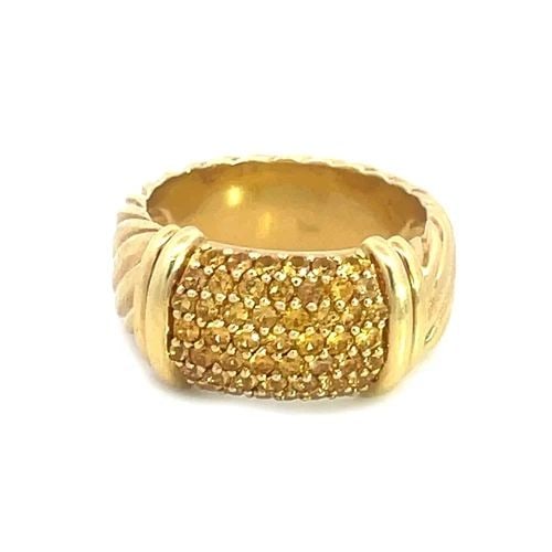 DAVID YURMAN METRO GOLD RING PAVE YELLOW SAPPHIRE 18K YELLOW BAND: DAVID YURMAN METRO GOLD RING PAVE YELLOW SAPPHIRE 18K YELLOW BAND This lovely authentic band/ring is by David Yurman, it is crafted from 18k yellow gold featuring an 8mm wide cable band from the sides