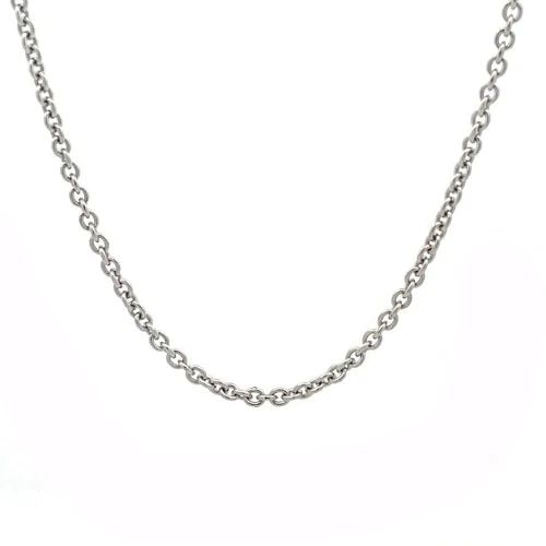 BVLGARI GOLD WHITE NECKLACE 18K CHAIN ENGRAVE RINGS OVAL LINKS: BVLGARI GOLD WHITE NECKLACE 18K CHAIN ENGRAVE RINGS OVAL LINKS This is an authentic Bulgari 18k white gold chain. It has a 2mm thick sturdy oval links with 3 extra ring clasp engraved Bvlgari twice on