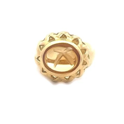 TIFFANY & CO. PICASSO CITRINE GOLD RING 18K YELLOW DOME X DESIGN: TIFFANY & CO. PICASSO CITRINE GOLD RING 18K YELLOW DOME X DESIGN A lovely authentic solitaire stone ring from Tiffany & Co. by designer Paloma Picasso from her X Collection. It is crafted from 18k yel