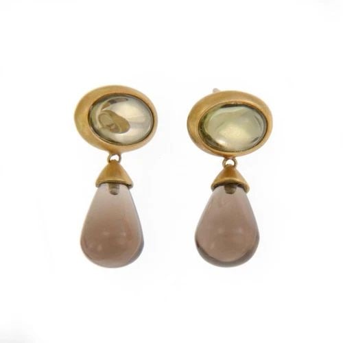 H.STERN EARRINGS SMOKY TOPAZ LEMON CITRINE DROP 18K YELLOW GOLD (1 of 2)