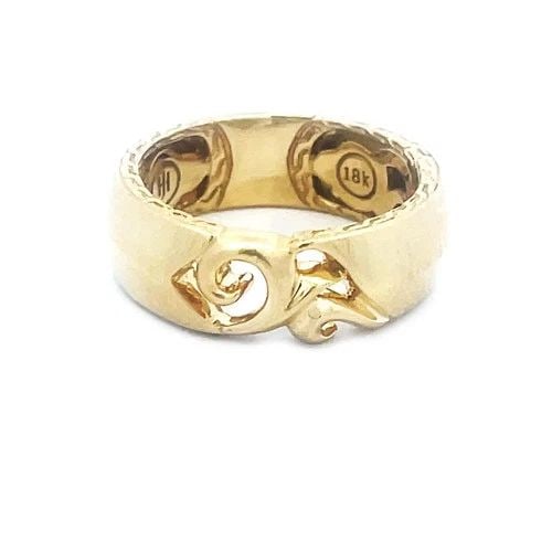 JOHN HARDY RING KERIS DAGGER GOLD 18K YELLOW CLASSIC CHAIN STYLE BAND SIZE 10: JOHN HARDY RING KERIS DAGGER GOLD 18K YELLOW CLASSIC CHAIN STYLE BAND SIZE 10 This is a John Hardy Keris Dagger Gold Band is a classic bold men's ring, crafted from 18k yellow gold. With a round shape