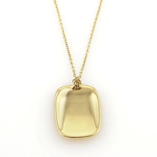 TIFFANY & CO. PERETTI GOLD NECKLACE 18K YELLOW CONCAVE RECTANGULAR PENDANT: TIFFANY & CO. PERETTI GOLD NECKLACE 18K YELLOW CONCAVE RECTANGULAR PENDANT This elegant pendant is from Tiffany & Co. by Elsa Peretti. Crafted from 18k yellow gold featuring a rectangular shape concav