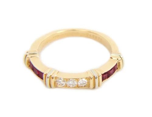 CARTIER CONTESSA HALF CIRCLE DIAMOND & RUBY 18K GOLD BAND SIZE 49-US 5 (1 of 2)