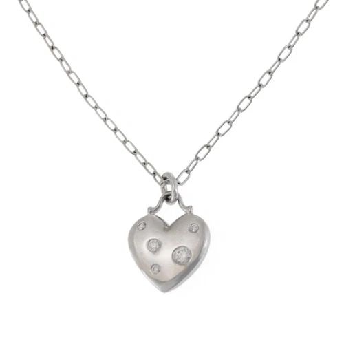 TIFFANY & CO. ETOILE HEART PENDANT DIAMONDS 18K WHITE GOLD NECKLACE: TIFFANY & CO. ETOILE HEART PENDANT DIAMONDS 18K WHITE GOLD NECKLACE Tiffany & Co. Etoile Diamonds 18k White Gold Heart Pendant & Chain Description Elegant and authentic by Tiffany & Co. from the Etoil