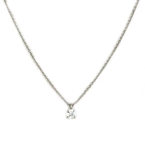 TIFFANY & CO. SOLITAIRE PENDANT DIAMOND PLATINUM CHAIN NECKLACE: TIFFANY & CO. SOLITAIRE PENDANT DIAMOND PLATINUM CHAIN NECKLACE Tiffany & Co. Diamond Platinum Solitaire Pendant & Chain Necklace Description This elegant and authentic solitaire pendant and chain are