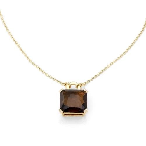 IPPOLITA SMOKY QUARTZ & DIAMOND 18K YELLOW GOLD PENDANT & CHAIN: IPPOLITA SMOKY QUARTZ & DIAMOND 18K YELLOW GOLD PENDANT & CHAIN Ippolita Smoky Quartz & Diamond 18k Yellow Gold Pendant & Chain Description This elegant authentic pendant and chain is by designer Ippo