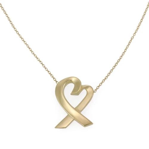 TIFFANY & CO. PICASSO HEART PENDANT LARGE 18K YELLOW GOLD NECKLACE: TIFFANY & CO. PICASSO HEART PENDANT LARGE 18K YELLOW GOLD NECKLACE Tiffany & Co. Picasso 18k Yellow Gold Loving Heart Large Pendant Chain Description This is a large authentic pendant and chain from T