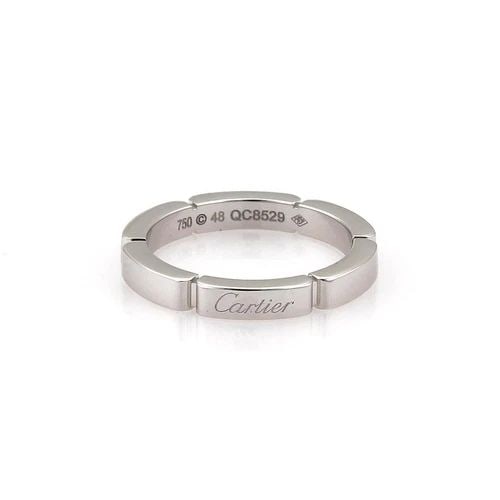 CARTIER MAILLON PANTHERE 18K WHITE GOLD 1 ROW BAND RING SIZE 48-US 4.5 CERT: CARTIER MAILLON PANTHERE 18K WHITE GOLD 1 ROW BAND RING SIZE 48-US 4.5 CERT Cartier Maillon Panthere 18k White Gold 1 Row Band Ring Size 48-US 4.5 Cert Description This is an elegant authentic band ri