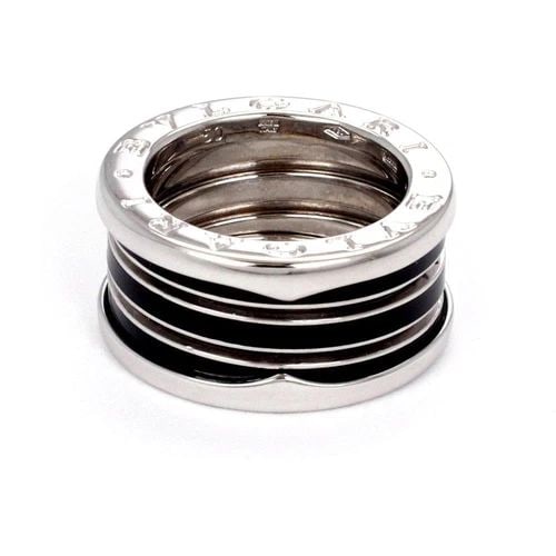 BVLGARI B ZERO-1 BLACK ENAMEL 18K WHITE GOLD 11MM BAND SIZE EU 50-US 5: BVLGARI B ZERO-1 BLACK ENAMEL 18K WHITE GOLD 11MM BAND SIZE EU 50-US 5 Bvlgari B Zero-1 Black Enamel 18k White Gold 11mm Band Size EU 50-US 5 Description This authentic Bulgari ring band is finely cra