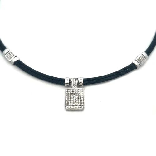 CHARRIOL DIAMOND GOLD NECKLACE ENHANCER 18K WHITE STEEL CABLE STRANDS (1 of 2)