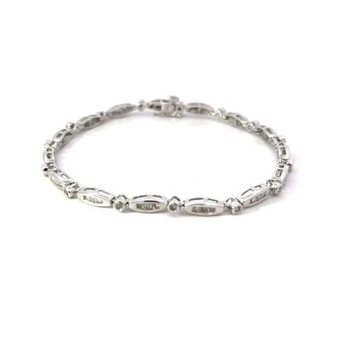 DIAMOND 14K GOLD BRACELET WHITE 1 CARAT LONG LINK (1 of 2)