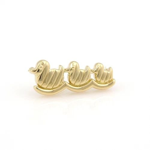 TIFFANY & CO. GOLD DUCKS BROOCH 18K YELLOW THREE DUCKS IN A ROW (1 of 2)
