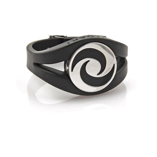 BVLGARI OPTICAL GOLD BRACELET SPINNING 18K WHITE & STEEL RUBBER BUCKLE: BVLGARI OPTICAL GOLD BRACELET SPINNING 18K WHITE & STEEL RUBBER BUCKLE This chic Bvlgari bracelet is from the Optical Collection, the spinning top and buckle is from 18k white gold in a high polished 