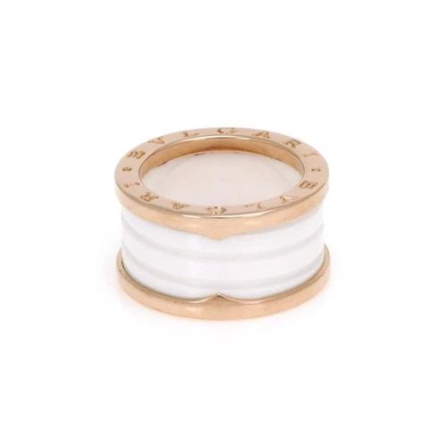 BULGARI B.ZERO1 CERAMIC RING 18K ROSE GOLD 12MM BAND SIZE 53: BULGARI B.ZERO1 CERAMIC RING 18K ROSE GOLD 12MM BAND SIZE 53 Bvlgari Bulgari B.zero1 White Ceramic 18k Rose Gold 12mm Band Ring Size 53 Description An authentic B.zero1 collection from Bvlgari, this l