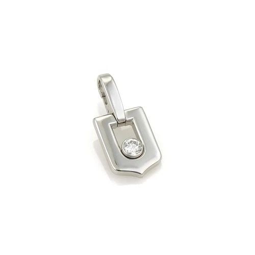 CARTIER DIAMOND GOLD PENDANT 18K WHITE RECTANGULAR: CARTIER DIAMOND GOLD PENDANT 18K WHITE RECTANGULAR This authentic Cartier piece is finely crafted from solid 18k white gold. It features a long open rectangular shape C style pendant and sets on the i