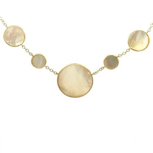 IPPOLITA ROCK CANDY GOLD NECKLACE MOTHER OF PEARL CIRCLE MOTIFS: IPPOLITA ROCK CANDY GOLD NECKLACE MOTHER OF PEARL CIRCLE MOTIFS From her Rock Candy Collection, this Ippolita Mother of Pearl Necklace is a stunning of fine jewelry, it features assorted size circle m