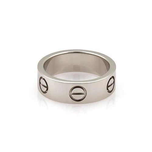 CARTIER LOVE PLATINUM 5.5MM WIDE BAND RING SIZE 50-US 5: CARTIER LOVE PLATINUM 5.5MM WIDE BAND RING SIZE 50-US 5 Cartier Love Platinum 5.5mm Wide Band Ring Size 50-US 5 Description This iconic authentic band ring is by Cartier from the LOVE collection. It i