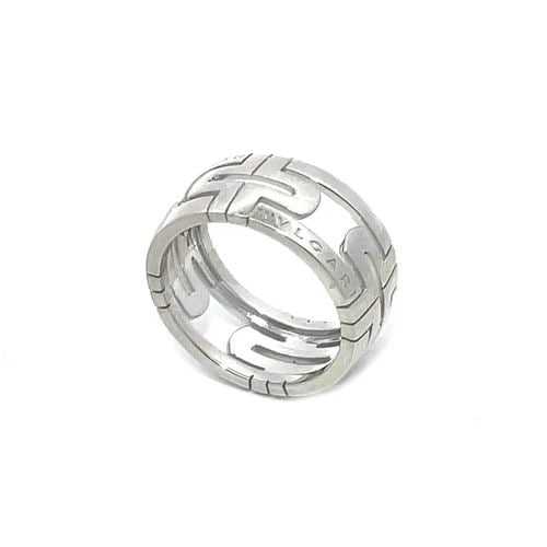 BVLGARI PARENTESI GOLD BAND/RING 18K WHITE MEN'S ENGRAVE STYLE SIZE 11.5 (1 of 2)