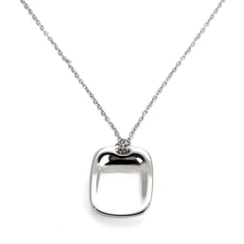 TIFFANY & CO. CONCAVE PENDANT PERETTI PLATINUM CHAIN NECKLACE: TIFFANY & CO. CONCAVE PENDANT PERETTI PLATINUM CHAIN NECKLACE Tiffany & Co. Peretti Platinum Rectangular Concave ID Pendant Necklace Description Elegant and authentic from Tiffany & Co. by Elsa Perett