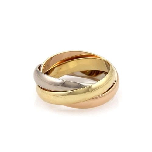 CARTIER TRINITY 18K TRICOLOR GOLD 3.5MM TRIPLE BAND RING SIZE 48-US-4.5: CARTIER TRINITY 18K TRICOLOR GOLD 3.5MM TRIPLE BAND RING SIZE 48-US-4.5 Cartier Trinity 18k Tricolor Gold 3.5mm Triple Band Ring Size 48-US-4.5 Description The authentic Trinity collection by Cartier,