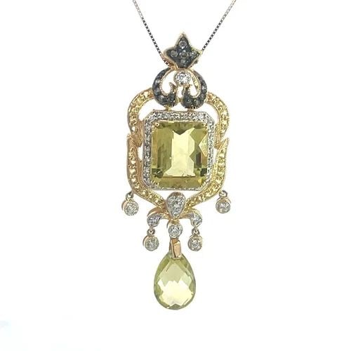 LEVIAN DIAMOND GOLD PENDANT 14K YELLOW GEMSTONE FLORAL STYLE (1 of 2)